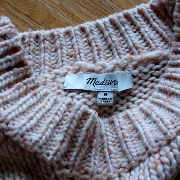 Madewell Pleat Shoulder Pullover Sweater Crew Neck Size Medium K1581 Wool Blend - Picture 2 of 4